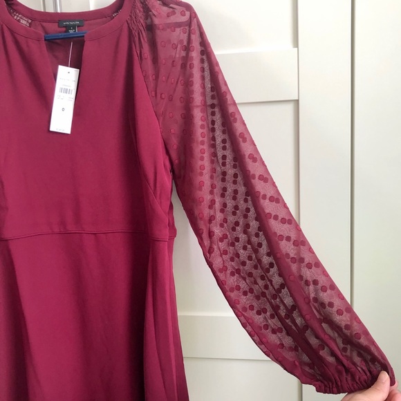 ✨Price Drop✨ Ann Taylor - Chiffon Dot Sleeve Dress - Picture 6 of 7